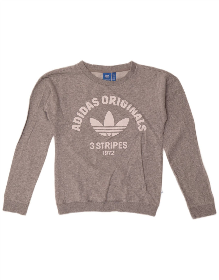 Adidas Womens Graphic Sweatshirt Jumper UK 8 Small Grey
