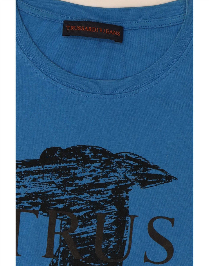 Męski T-shirt z grafiką Trussardi Jeans, średni niebieski
