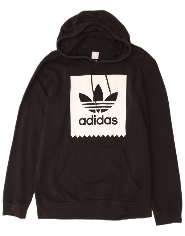 Felpa con cappuccio grafica da uomo Adidas, cotone medio nero