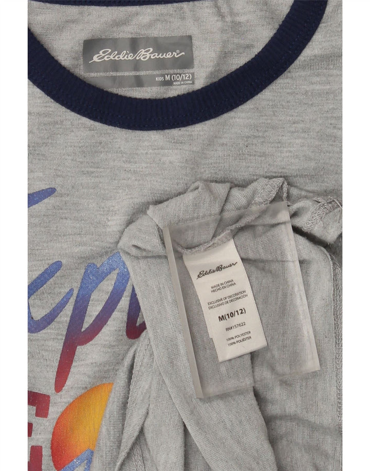 Eddie Bauer Boys Graphic Top Long Sleeve 10-11 Years Medium Grey Flecked