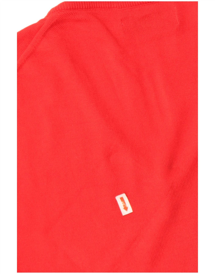 Zara Mens V-Neck Jumper Sweater XL Red Cotton