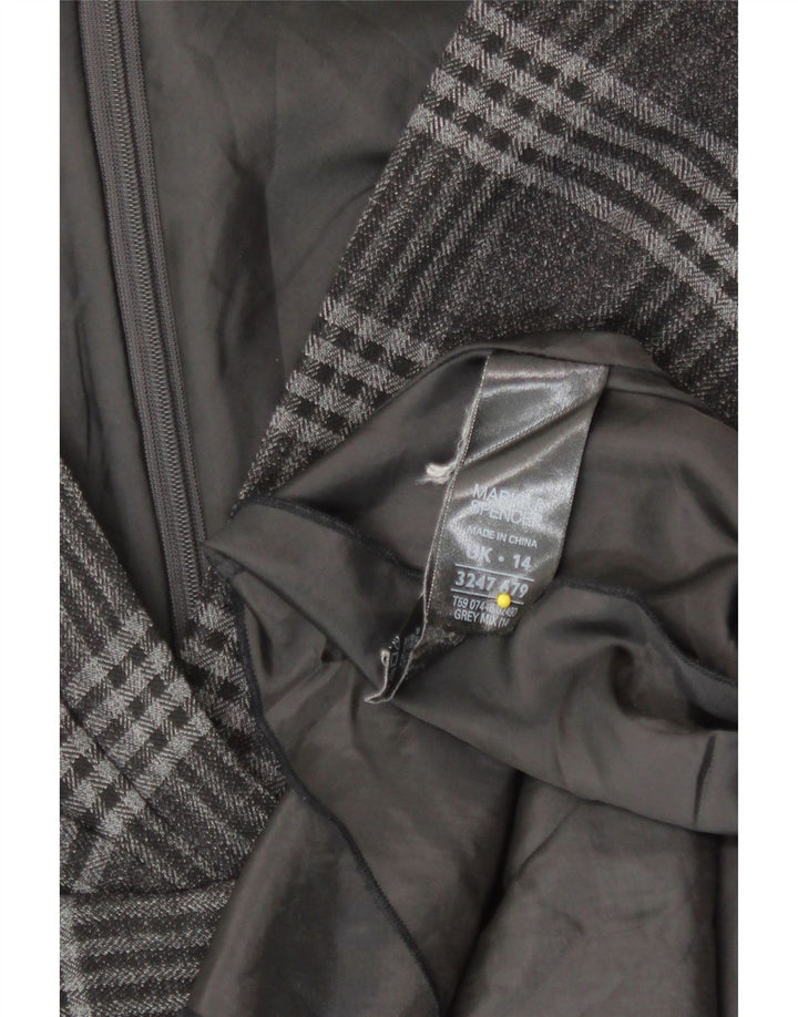 Marks & Spencer Womens Sheath Dress UK 14 Medium  Grey Check Polyester