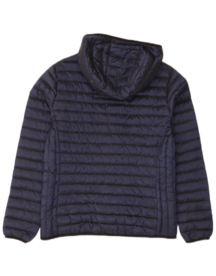 Superdry Womens Hooded Padded Jacket UK 16 Large Navy Blue Nylon