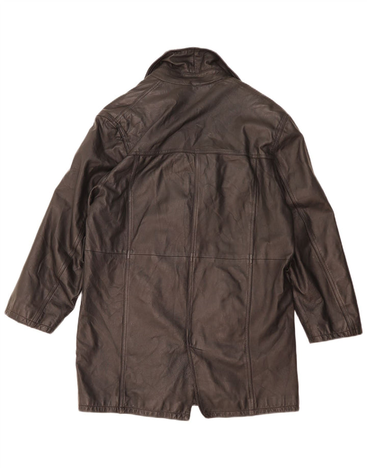 Conbipel Womens Oversized Leather Coat IT 42 Medium Black Leather