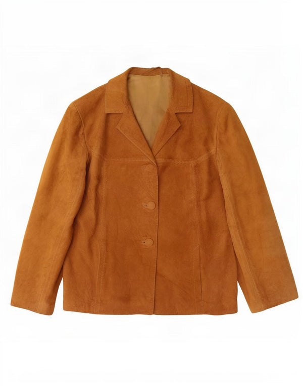 vintage Femme 3 Boutons Blazer En Daim Veste UK 14 Beige Moyen