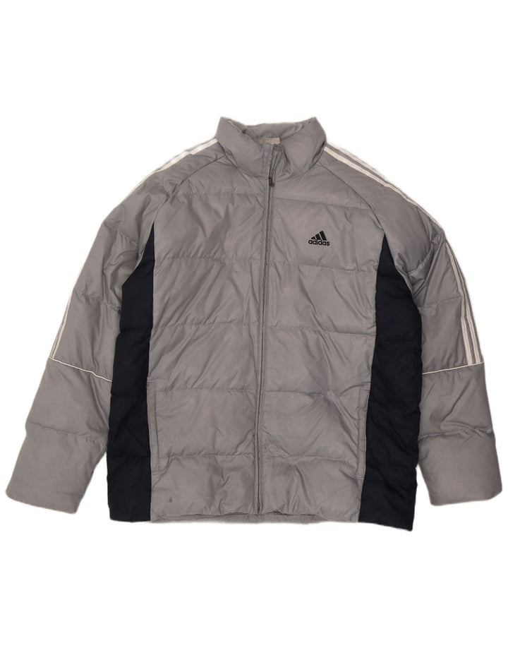 Adidas Herre Three Stripes polstret jakke UK 40 Large Grey Colourblock