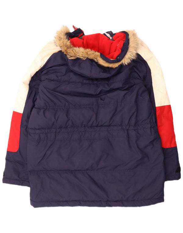 Cappotto imbottito con cappuccio da uomo Tommy Hilfiger UK 42 XL Poliestere color block blu