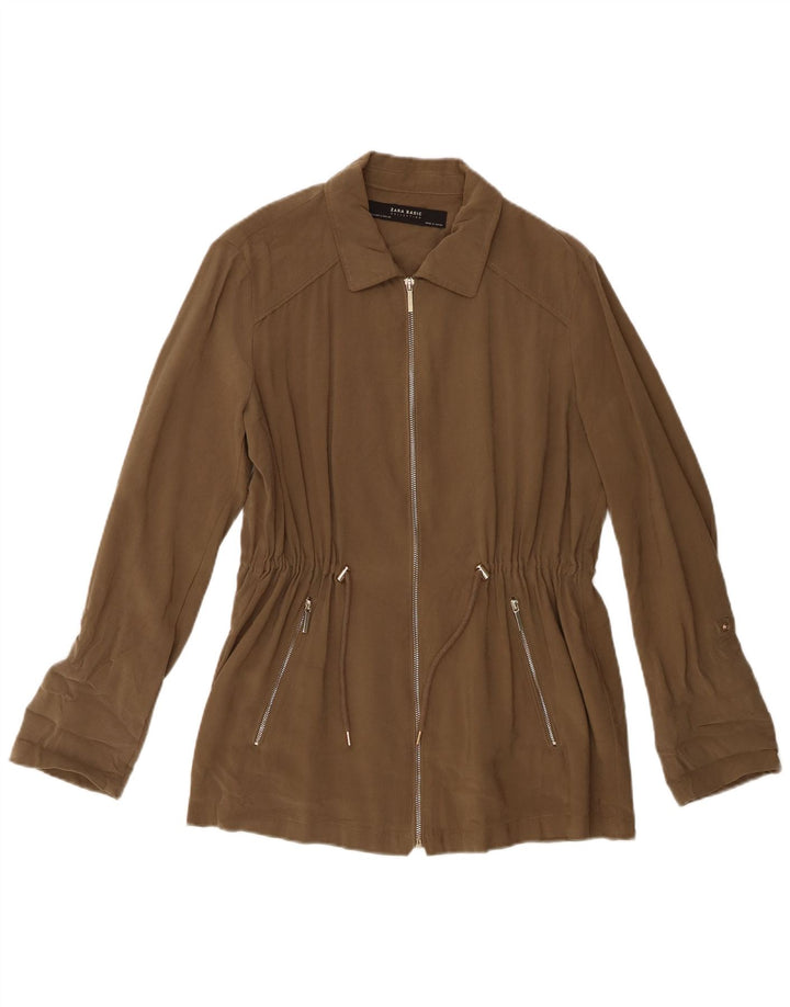 Zara Veste Bomber Femme UK 14 Medium Kaki Viscose