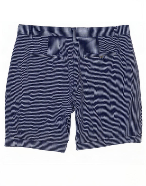 Pantaloncini chino da donna Marks & Spencer UK 12 medi W30 blu navy gessato