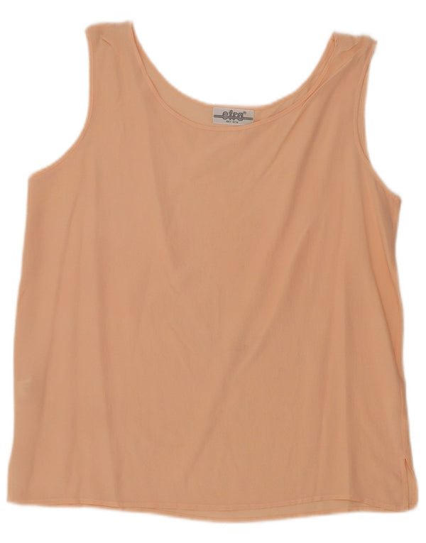 Vintage Womens Sleeveless Blouse Top UK 12 Medium Pink Silk