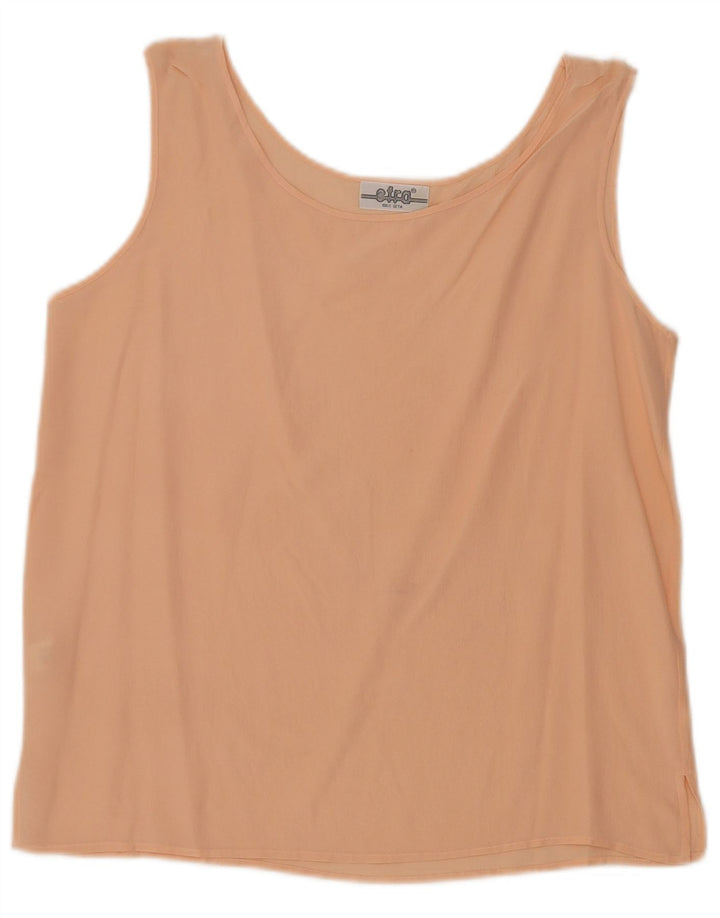 Vintage Womens Sleeveless Blouse Top UK 12 Medium Pink Silk