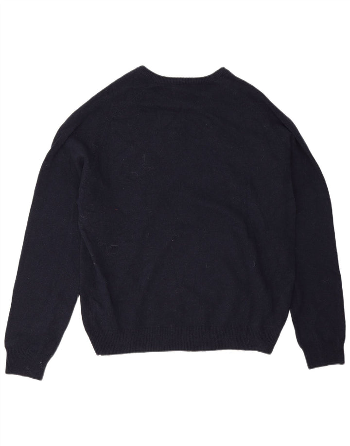 Marks & Spencer Mens Regular Fit V-Neck Jumper Sweater XL Navy Blue Wool