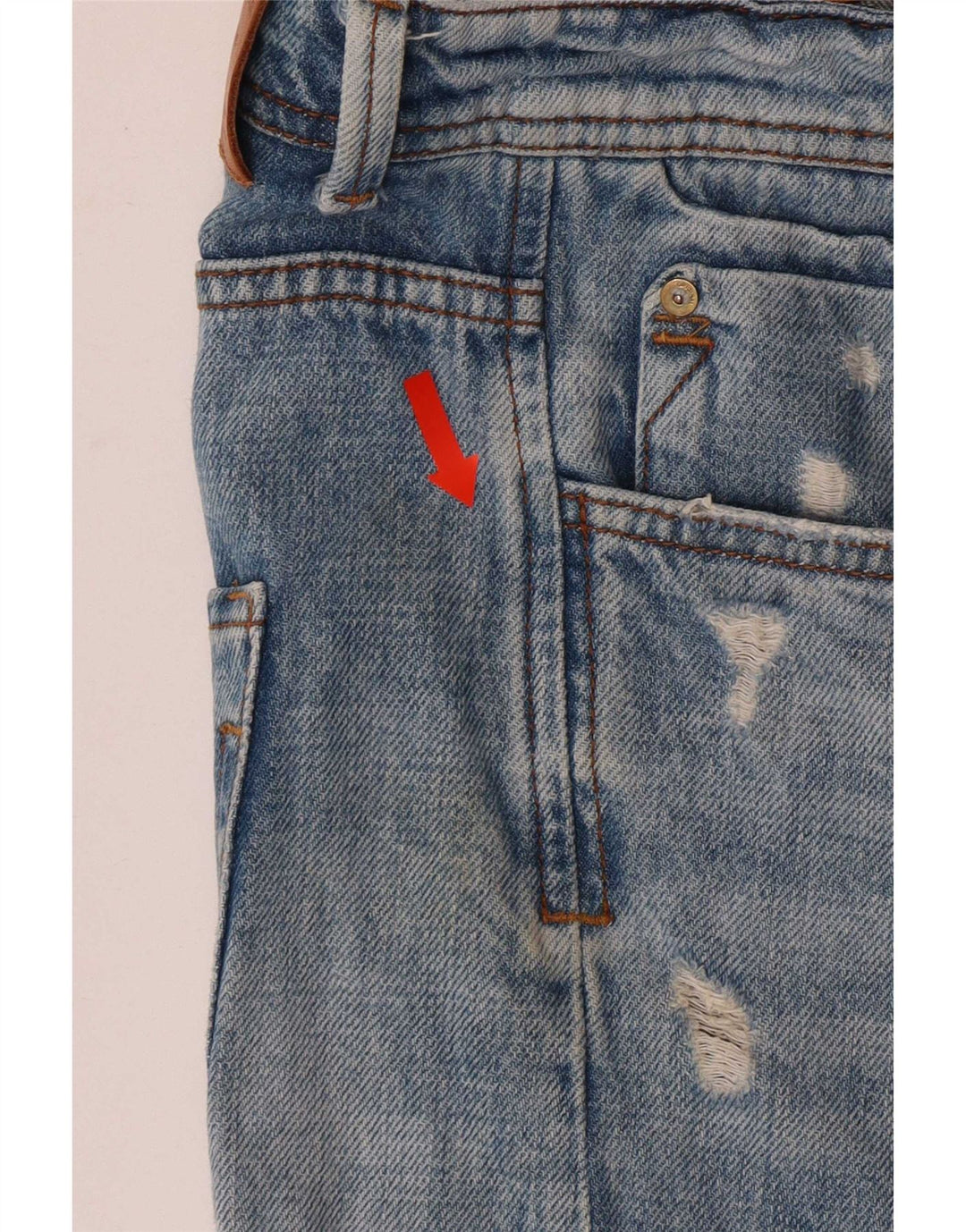 Zara Herre Distressed Denim Shorts EU 42 Large W32 Blue