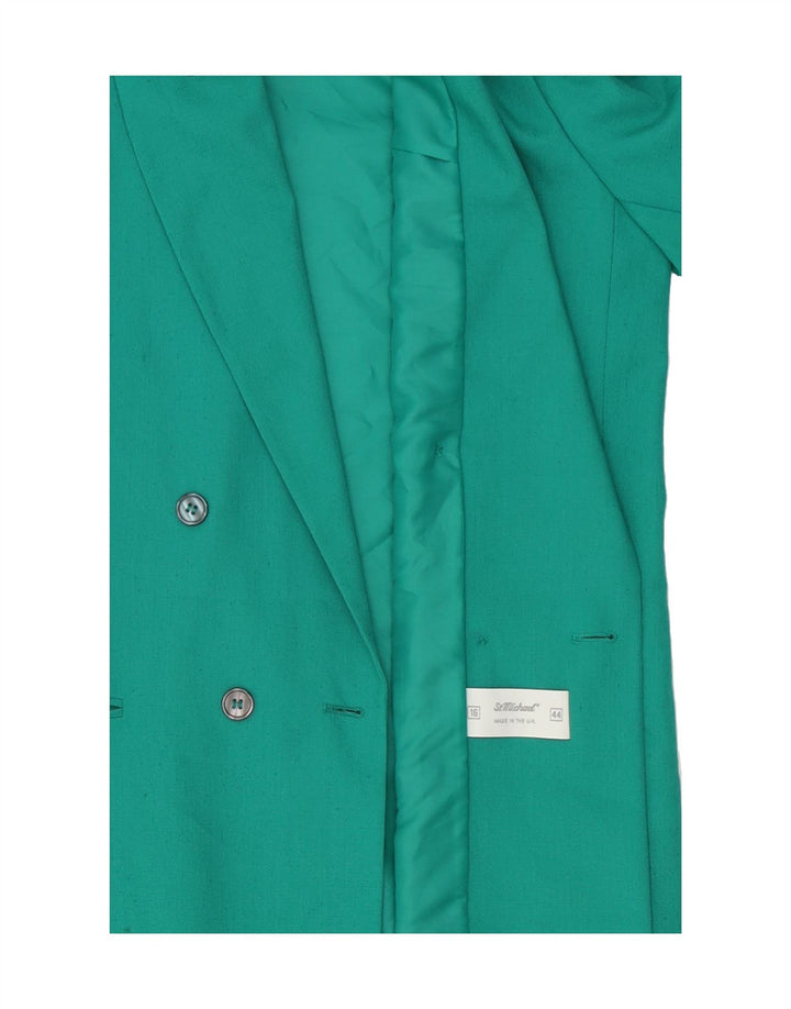 ST MICHAEL Womens Double Breasted Blazer Jacket UK 16 Large Turquoise Vintage St Michael and Second-Hand St Michael from Messina Hembry 