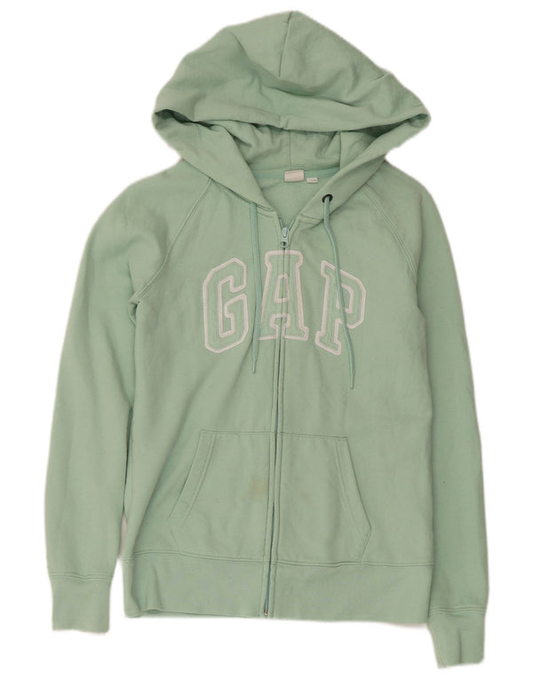 Gap Womens Graphic Zip Hoodie Sweater UK 10 Small Green Cotton
