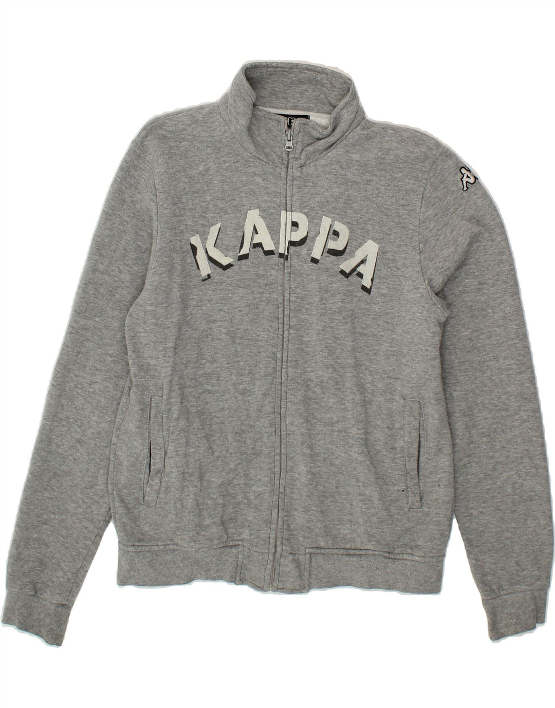 KAPPA Womens Graphic Tracksuit Top Jacket UK 10 Small Grey Cotton Vintage Kappa and Second-Hand Kappa from Messina Hembry 