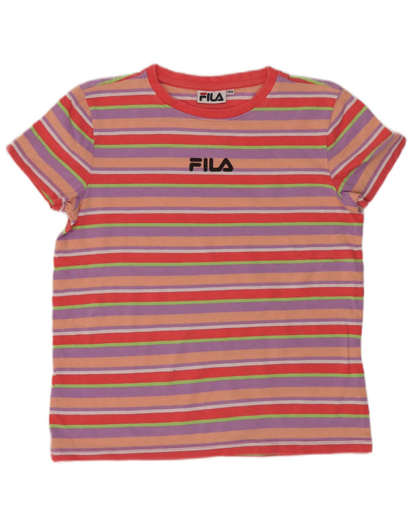 Fila Mädchen T-Shirt mit normaler Grafik, 13–14 Jahre, mehrfarbig gestreift