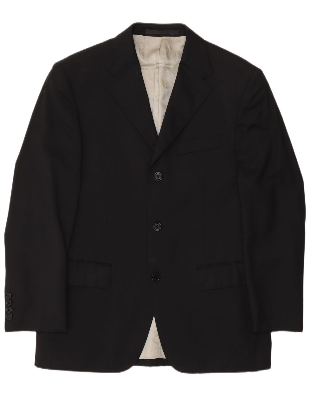 Marks & Spencer Mens 3 Button Blazer Jacket UK 38 Medium Black Wool