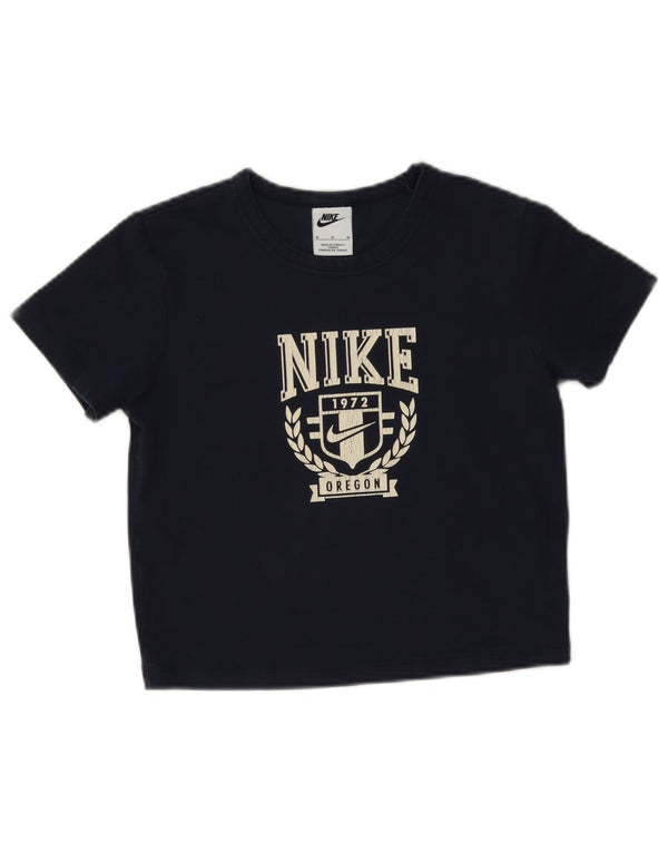 Tricou crop grafic Nike pentru femei Top UK 12 Medium Bleumarin Bumbac