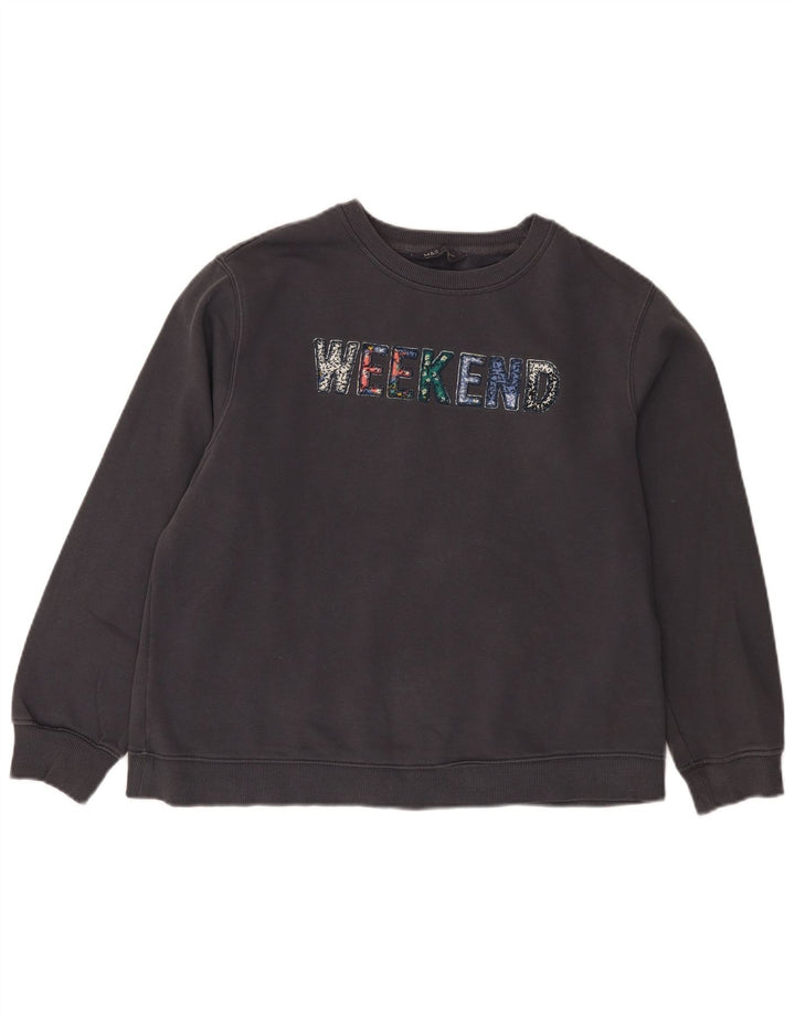 Marks & Spencer Womens Weekend Graphic Sweatshirt Jumper UK 14 Large Black