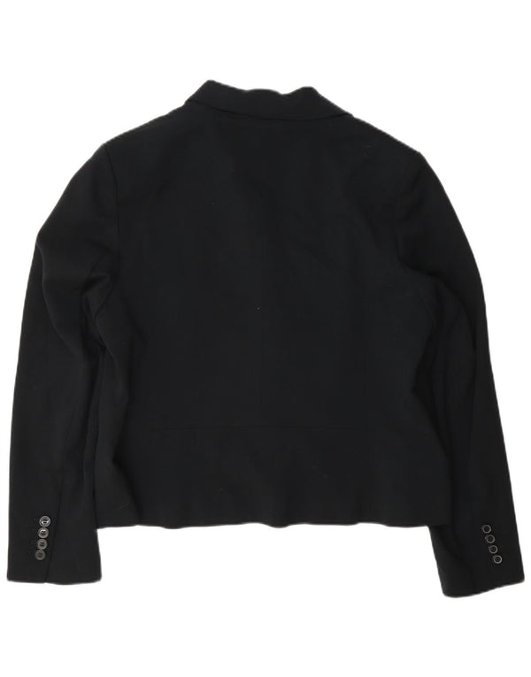 Marks & Spencer Womens Crop 2 Button Blazer Jacket UK 16 Large Black