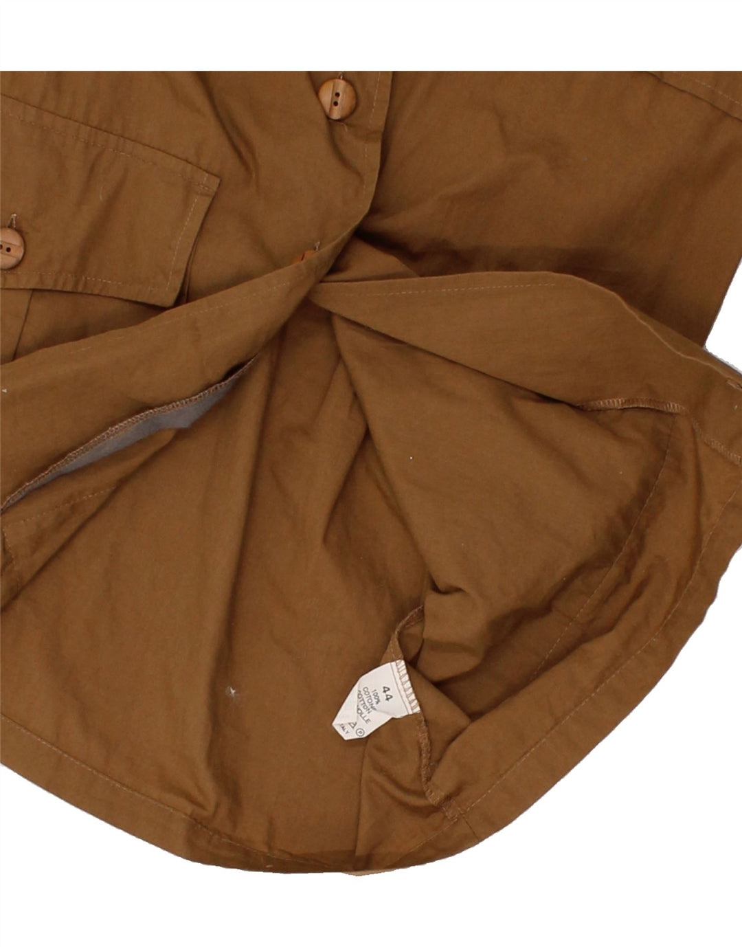 VINTAGE Womens Longline Short Sleeve Shirt IT 44 Medium Brown Cotton Vintage Vintage and Second-Hand Vintage from Messina Hembry 