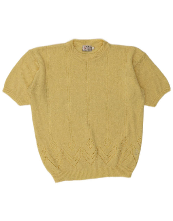 Euro Mode Dame Kortærmet Jumper Sweater IT 44 Medium Gul