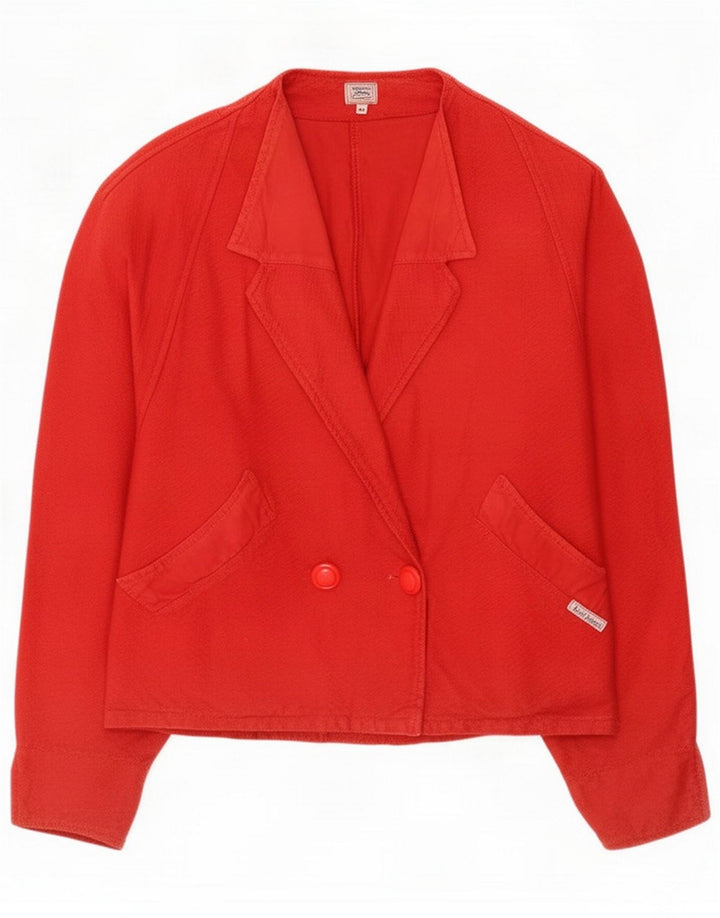 Vintage Womens Double Breasted Blazer Jacket UK 14 Medium Red Bumbac