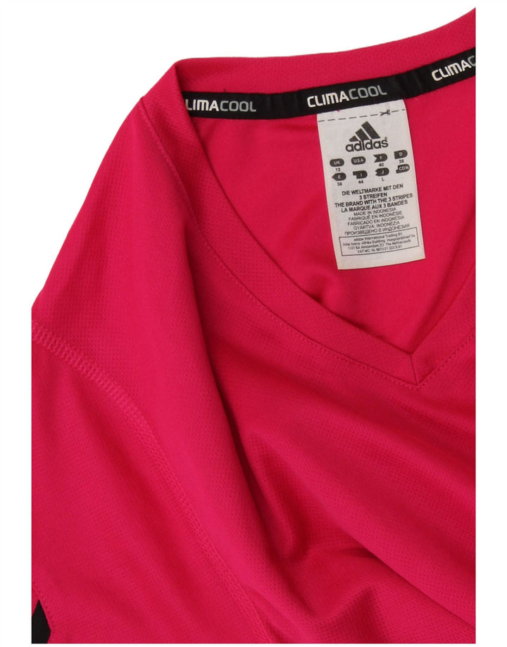 ADIDAS Damen Climacool T-Shirt Top UK 12 Mittelrosa Polyester