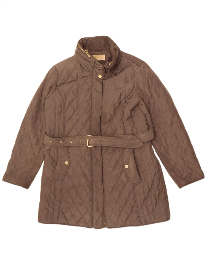 Michael Kors Quiltet jakke til kvinder UK 18 XL Brun Polyester