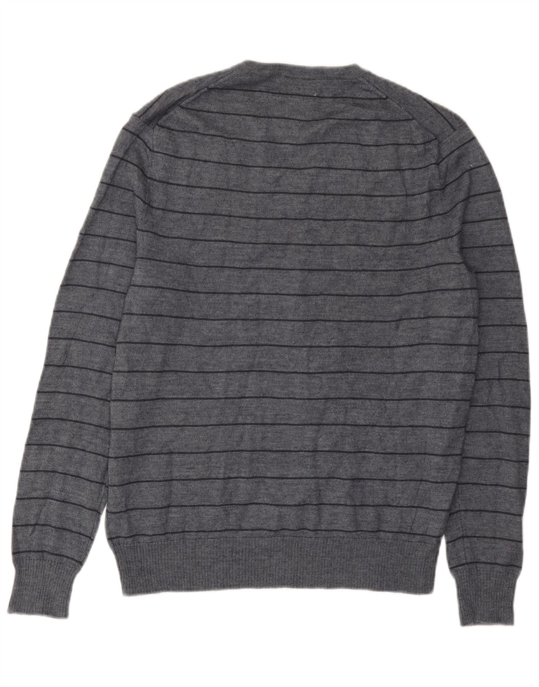 Maglione da uomo con scollo a V Calvin Klein in lana merino a righe grigio medio
