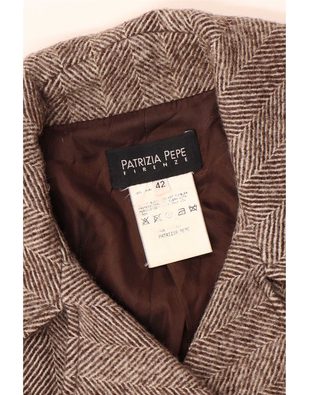 Patrizia Pepe Womens Double Breasted Coat IT 42 Medium Brown Herringbone