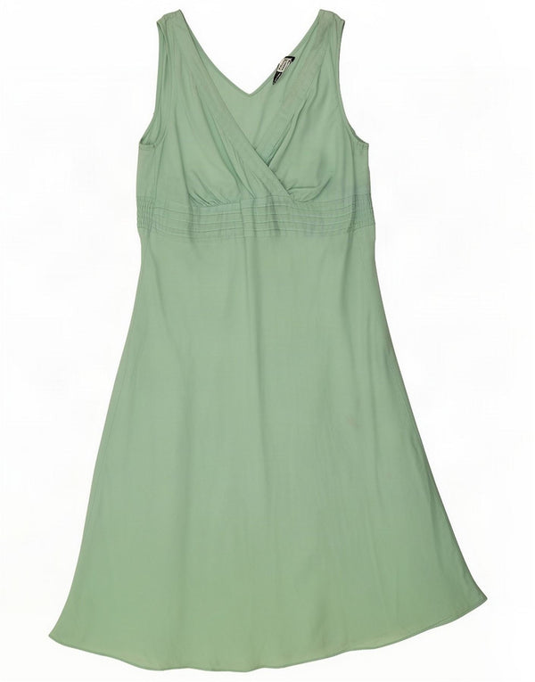 Marks & Spencer Damen Ärmelloses A-Linien-Kleid, Gr. 44, Grün, Leinen