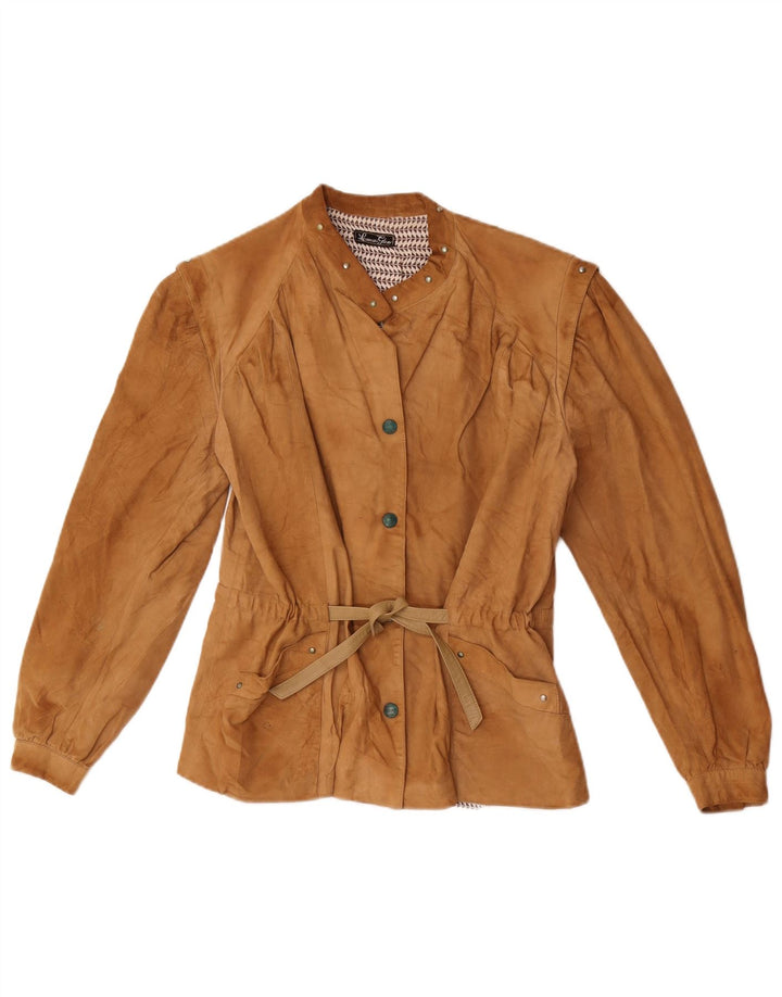 Bomber Vintage de damă din piele intoarsa IT 42 Medium Beige Piele