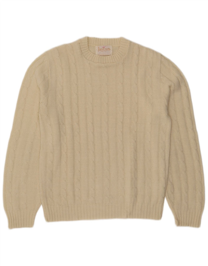 Jantzen Mens Crew Neck Jumper Sweater Medium Off White