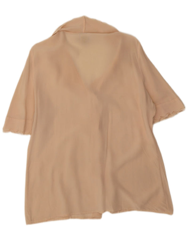 vintage Femme Manches Courtes Chemise Oversize Blouse IT 44 Soie Beige Moyen