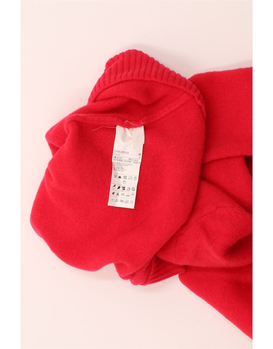 BENETTON Womens Crew Neck Jumper Sweater UK 12 Medium Red Wool Vintage Benetton and Second-Hand Benetton from Messina Hembry 