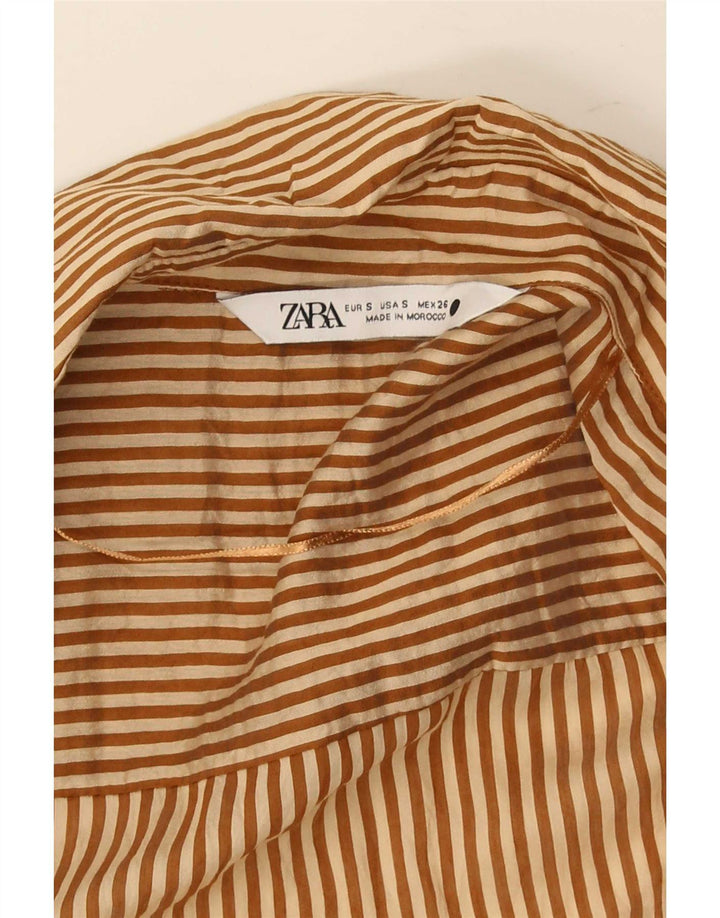 Zara Womens Oversized Robe Dress UK 10 Small Brown Pinstripe