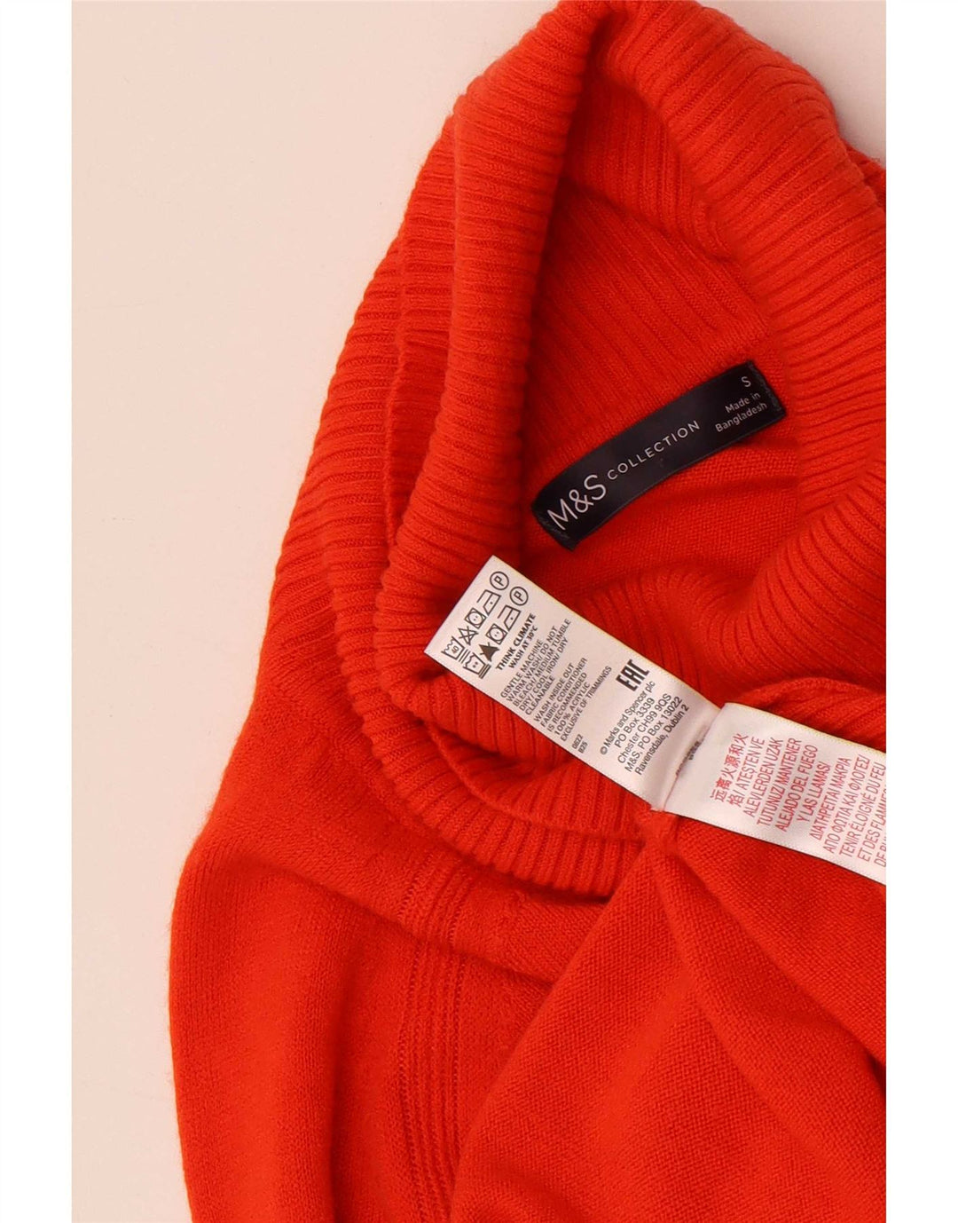 Marks & Spencer Damski sweter z golfem UK 10, mały, czerwony akryl