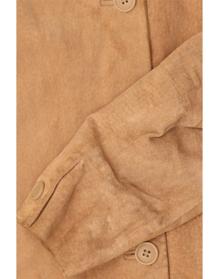 Conbipel Womens Oversized 4 Button Suede Blazer Jacket IT 40 Small Beige