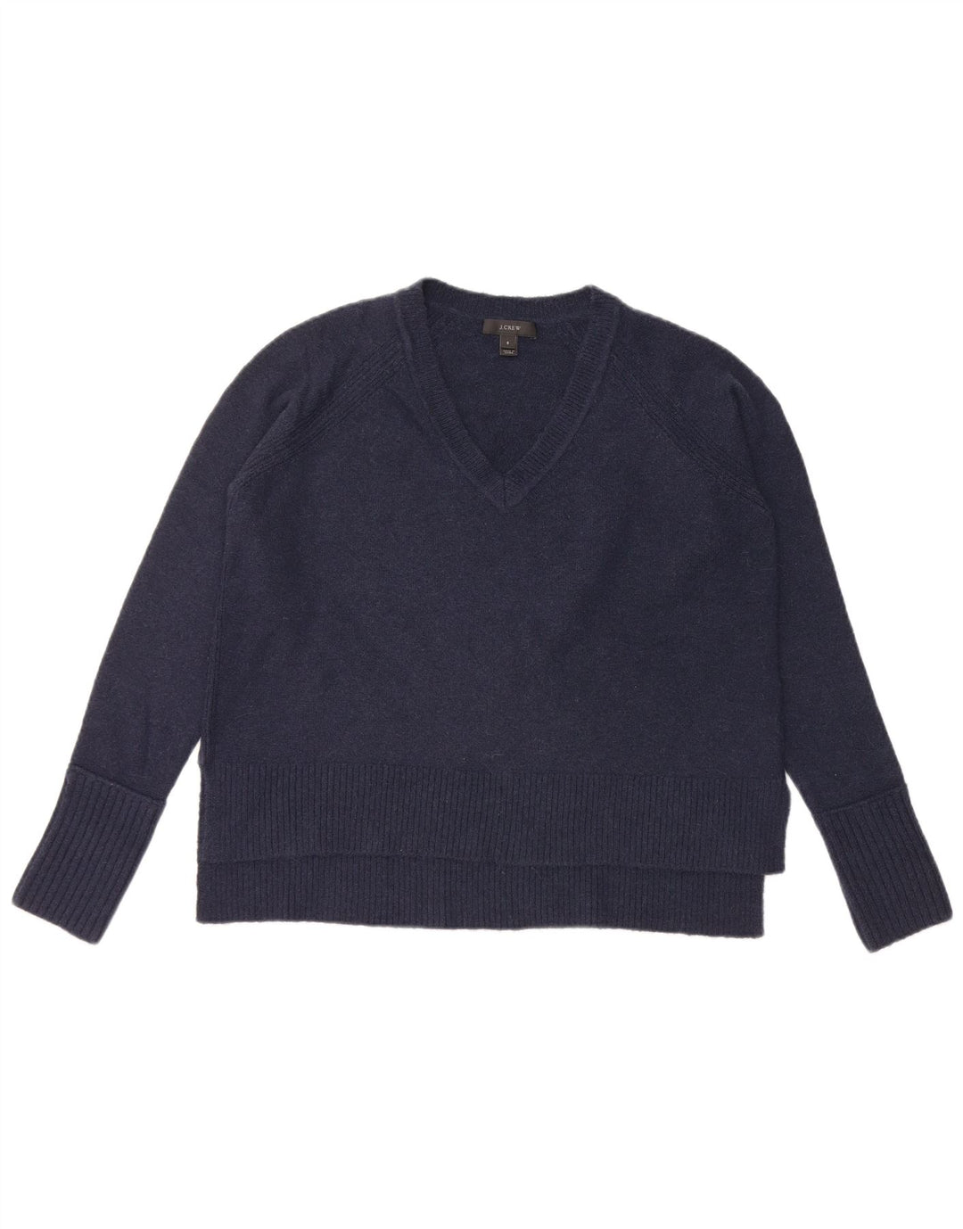 J. CREW Womens Oversized V-Neck Jumper Sweater UK 10 Small Navy Blue