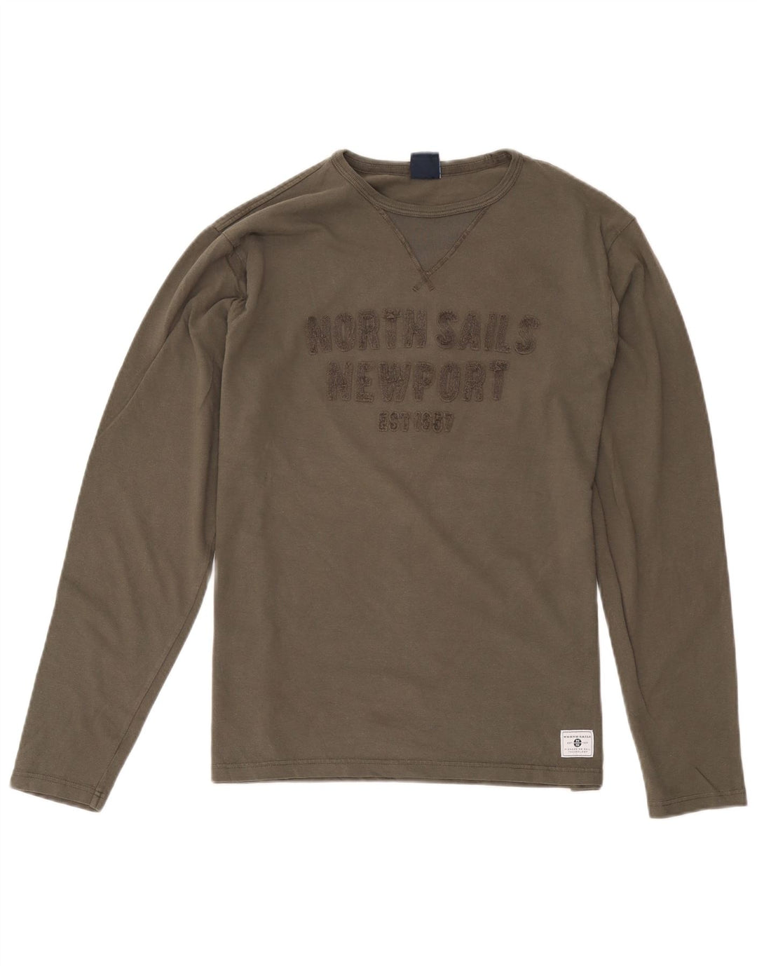 North Sails Mens Regular Fit Graphic Top Long Sleeve Medium Khaki Cotton