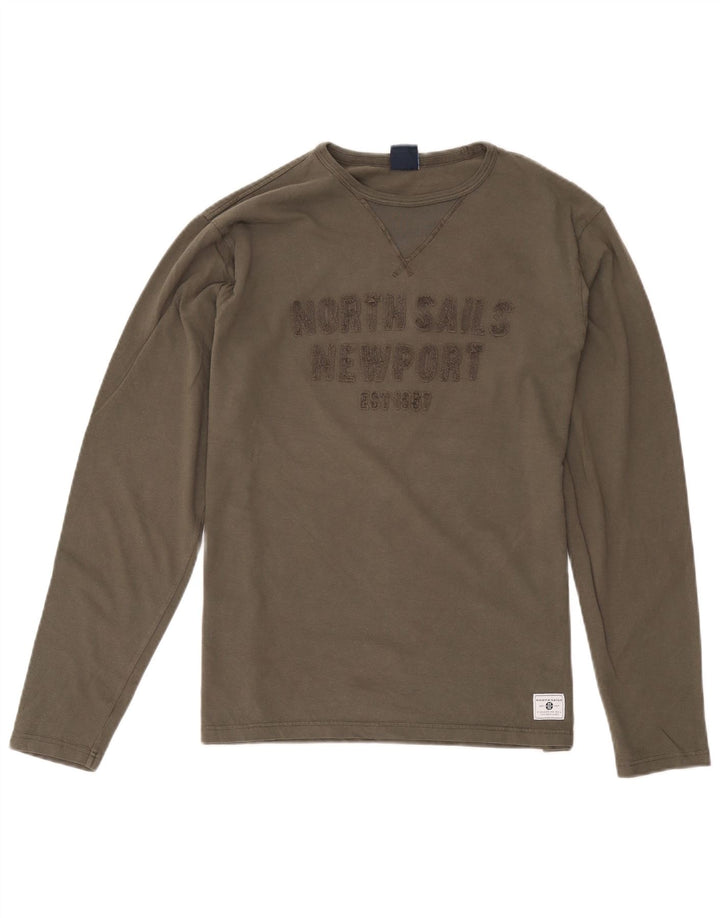 North Sails Mens Regular Fit Graphic Top Long Sleeve Medium Khaki Cotton