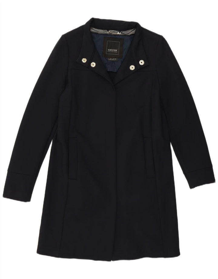 Geox Womens Respira Overcoat UK 8 Small Navy Blue Cotton