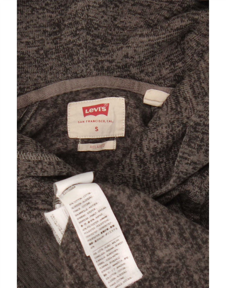Levi's Mens Relaxed Hooded Jumper Sweater Small Grey Flecked Cotton