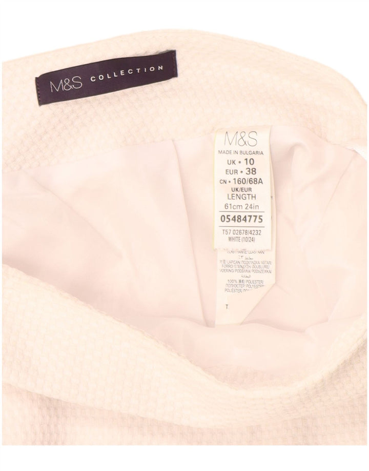 Marks & Spencer Jupe crayon pour femme UK 10 Small W30 Blanc Polyester