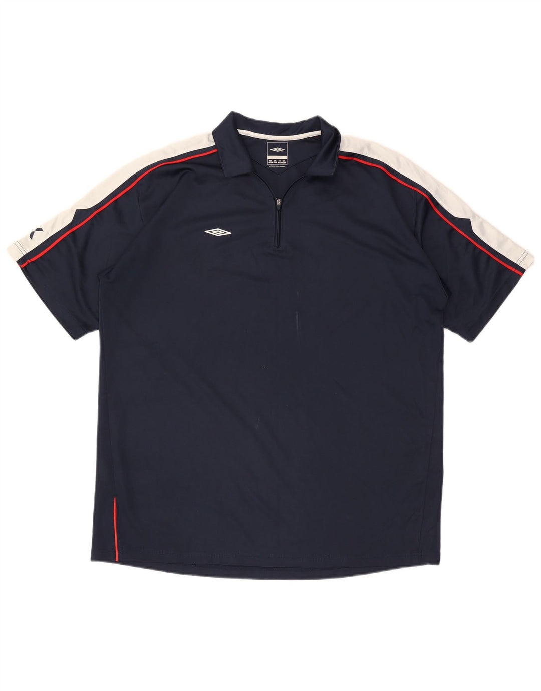 Polo Umbro da uomo con zip e collo 2XL in poliestere color block blu navy