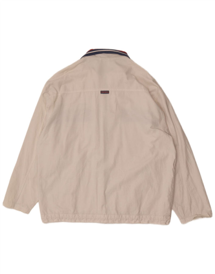 Vintage Mens Tracksuit Top Jacket XL White Colourblock Cotton
