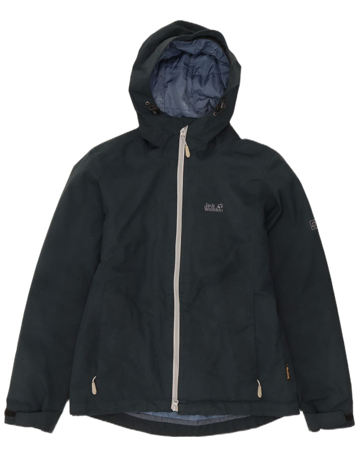 JACK WOLFSKIN Womens Hooded Windbreaker Jacket UK 12 Medium Navy Blue