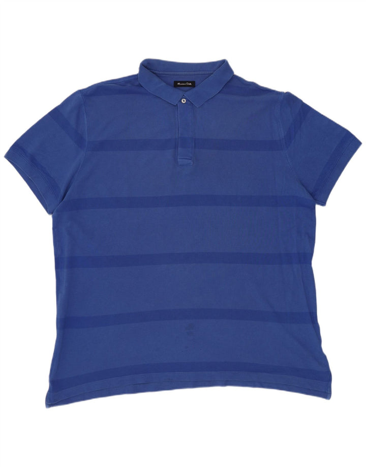 MASSIMO DUTTI Mens Polo Shirt  2XL Blue Striped